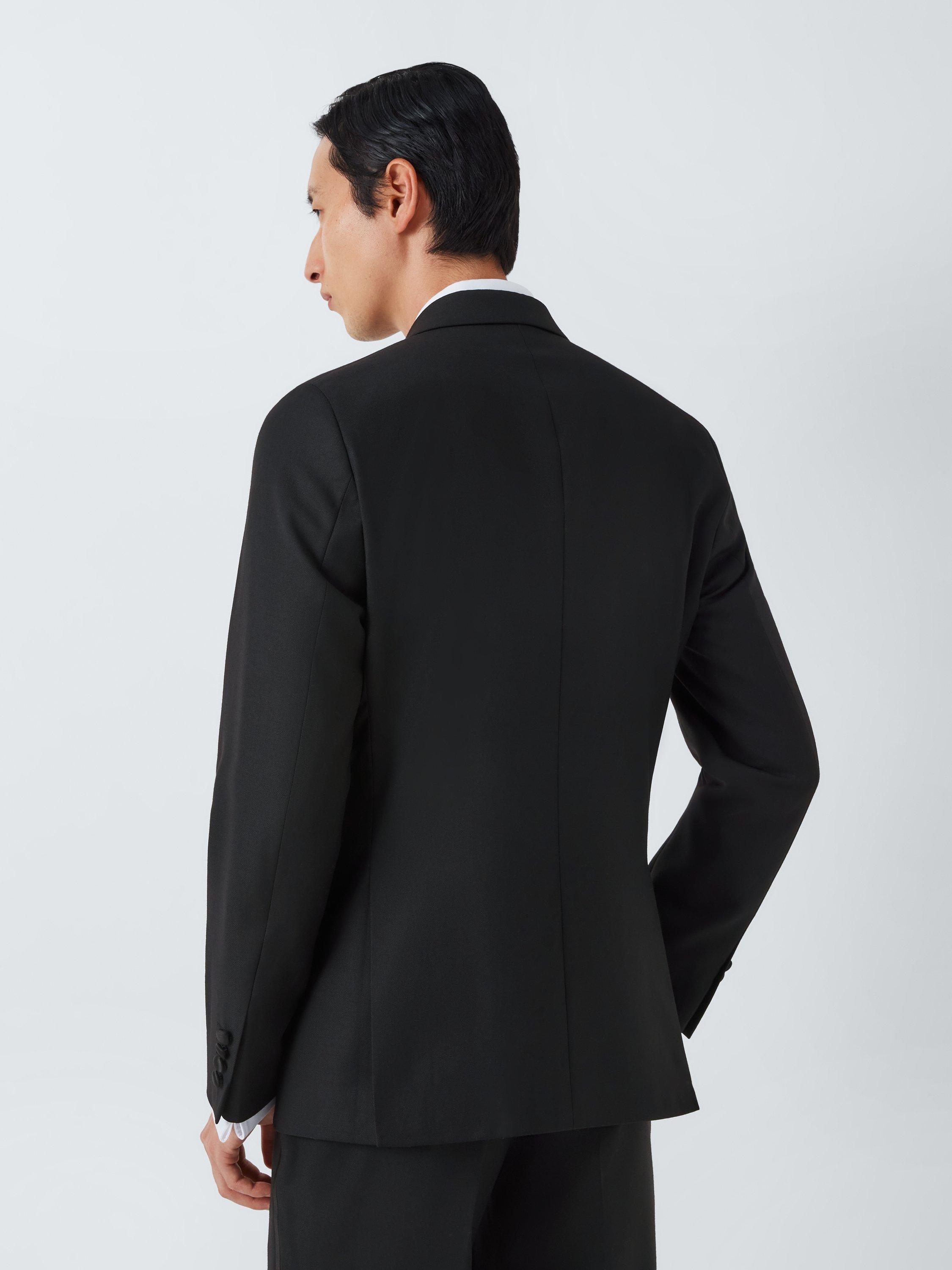 Product image 2 of 8, which shows John Lewis Wool Basket Weave Double Breasted Dinner Suit Jacket, Black, 36R