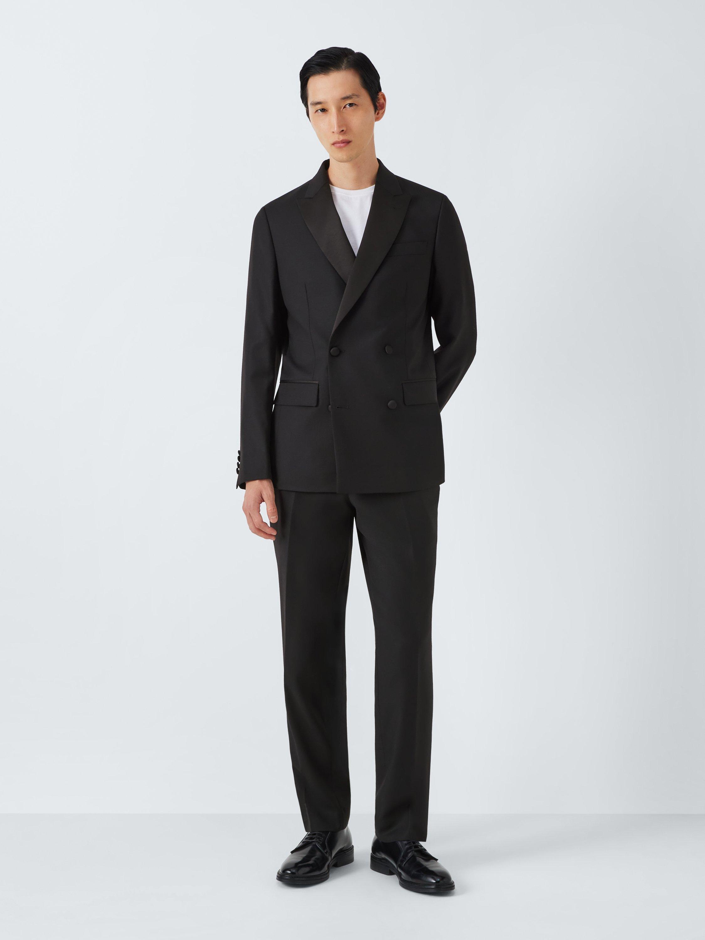 Product image 7 of 8, which shows John Lewis Wool Basket Weave Double Breasted Dinner Suit Jacket, Black, 36R