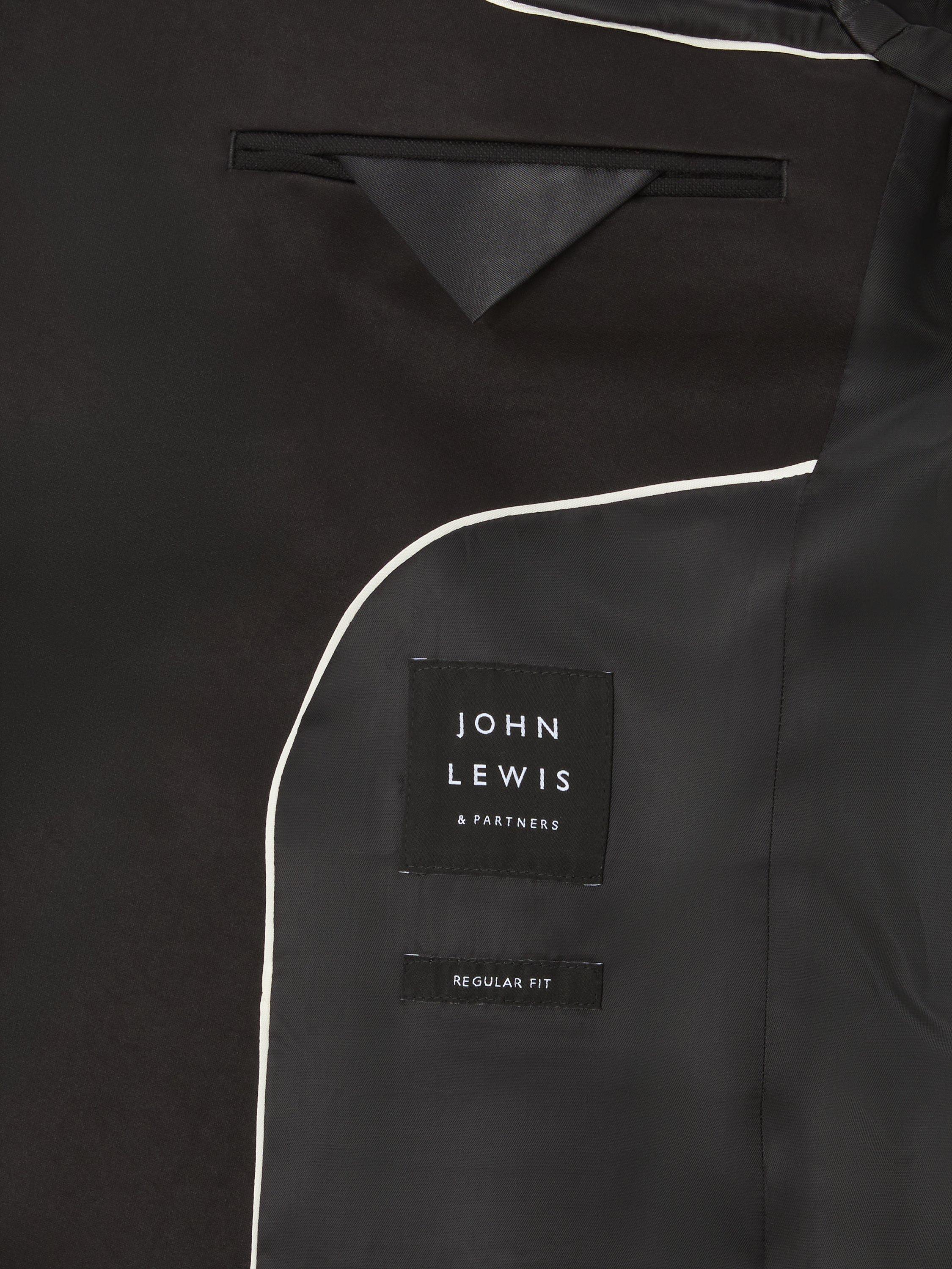 Product image 8 of 8, which shows John Lewis Wool Basket Weave Double Breasted Dinner Suit Jacket, Black, 36R
