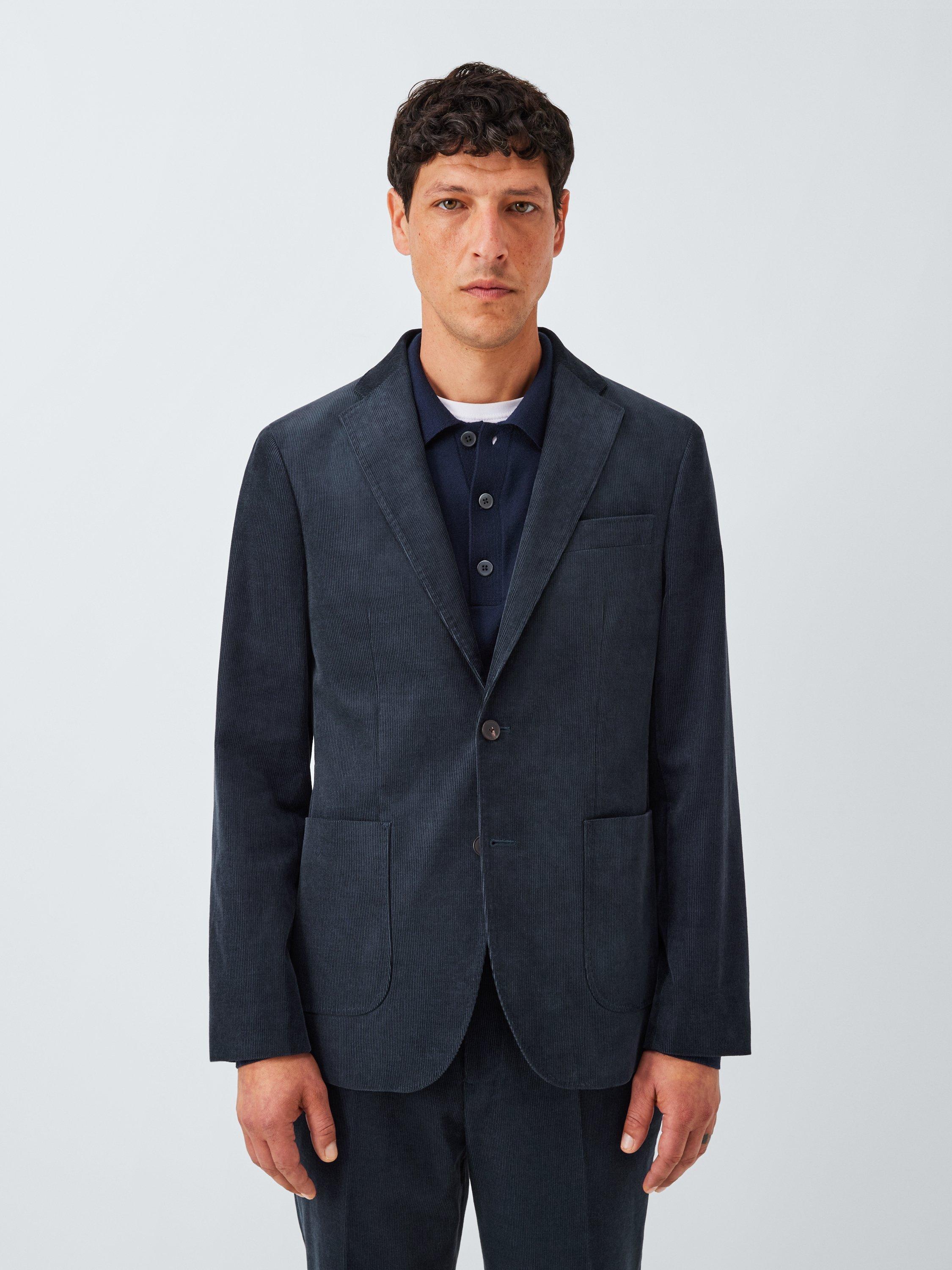Product image 1 of 7, which shows John Lewis Regular Fit Single Breasted Corduroy Suit Jacket, Navy, 40R