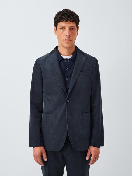 John Lewis Regular Fit Single Breasted Corduroy Suit Jacket, Navy