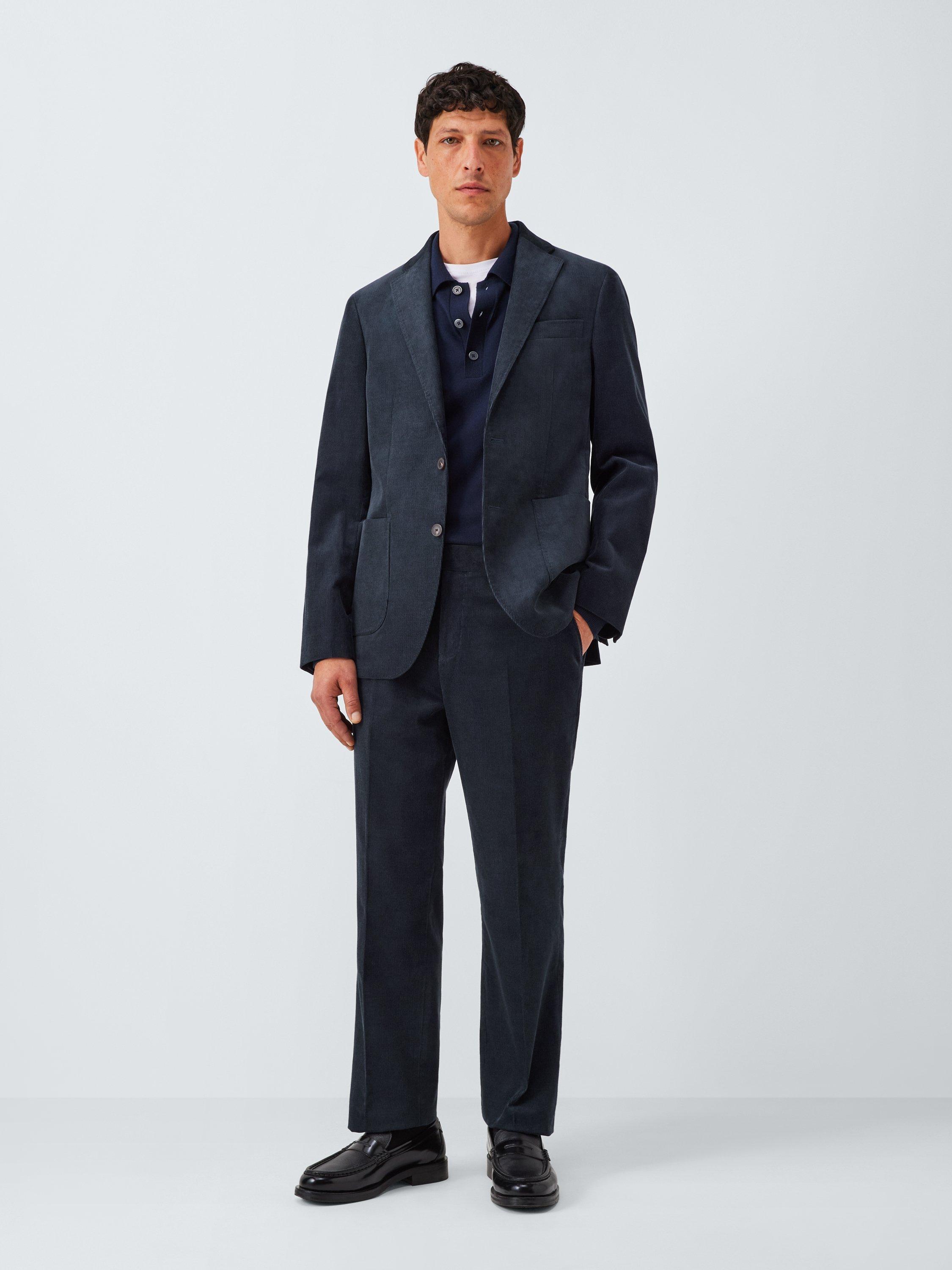 Product image 3 of 7, which shows John Lewis Regular Fit Single Breasted Corduroy Suit Jacket, Navy, 40R