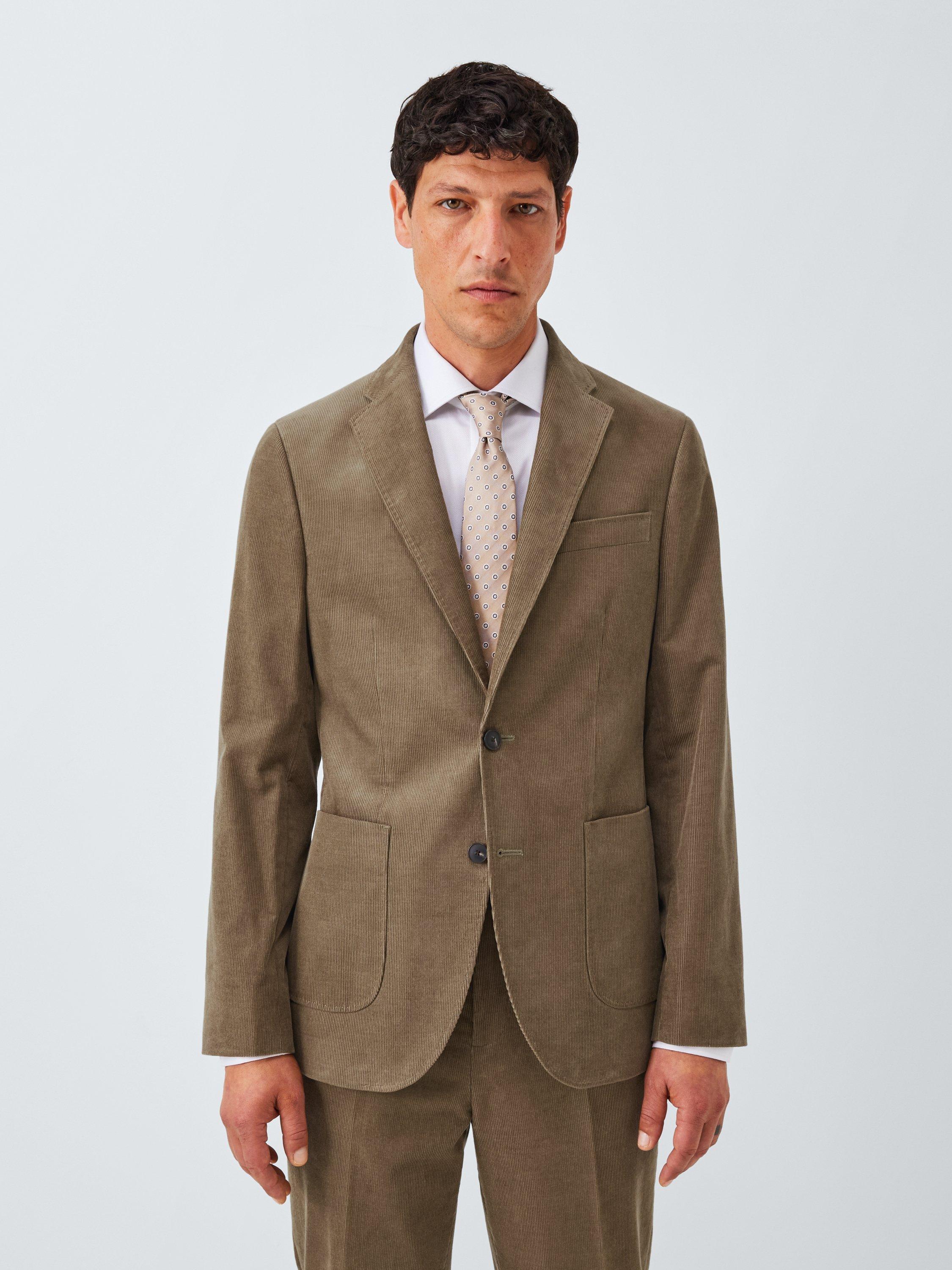 Product image 1 of 7, which shows John Lewis Regular Fit Single Breasted Corduroy Suit Jacket, Olive, 38R