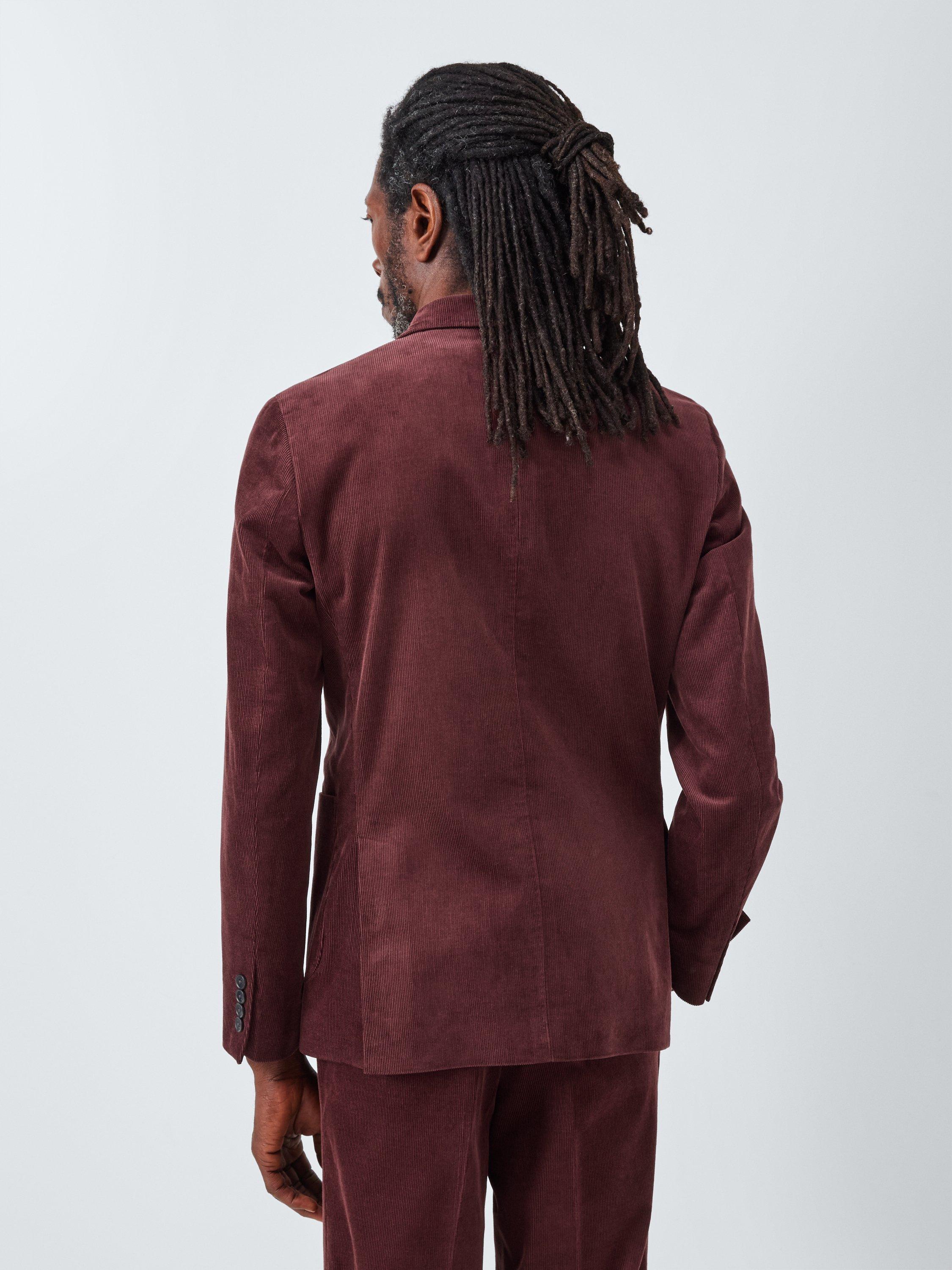 Product image 2 of 6, which shows John Lewis Double Breasted Corduroy Blazer, Burgundy, 38R