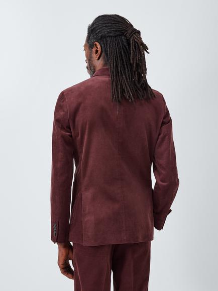 John Lewis Double Breasted Corduroy Blazer - view 2, Burgundy