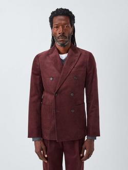 John Lewis Double Breasted Corduroy Blazer, Burgundy