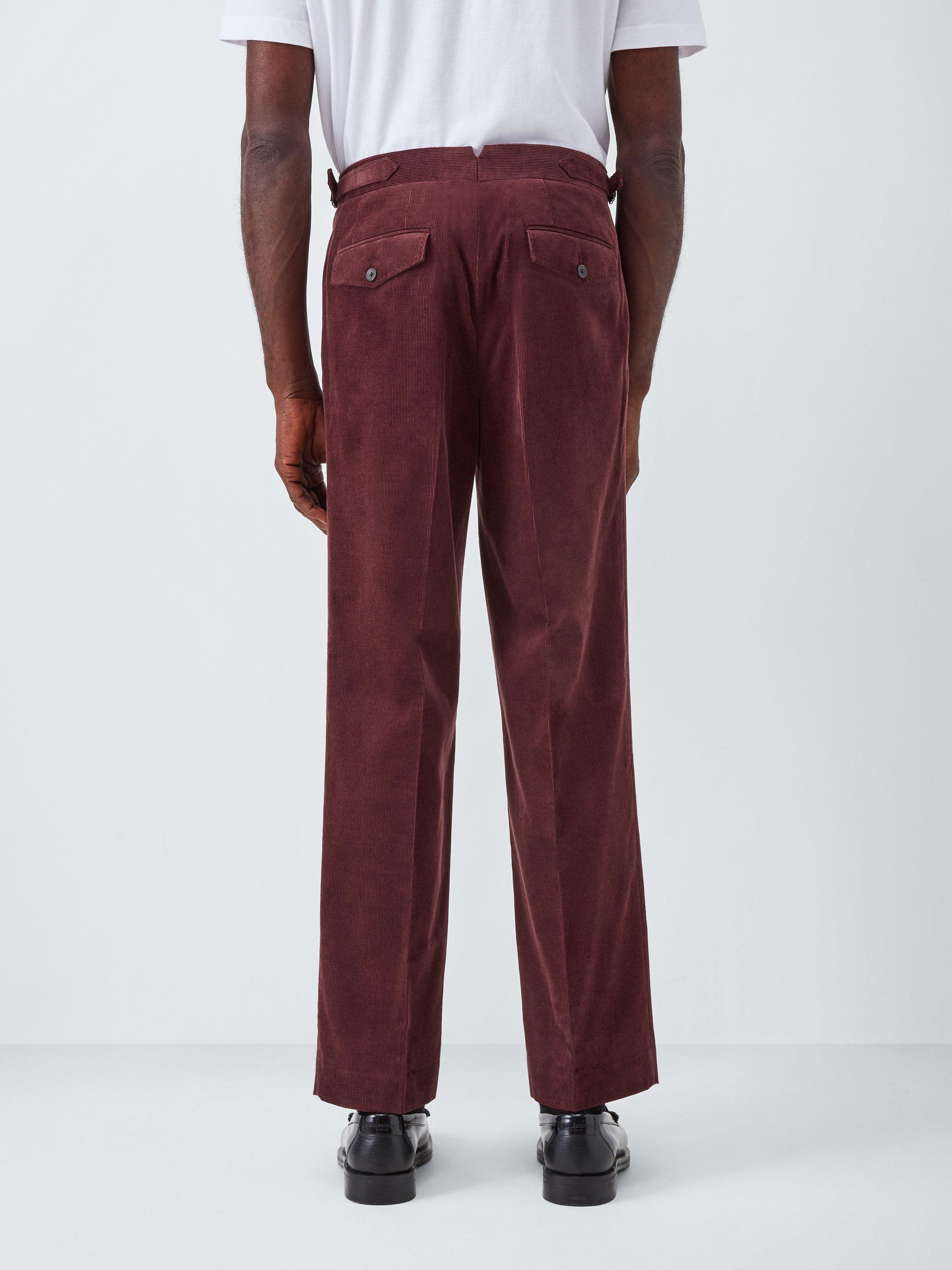 Product image 2 of 7, which shows John Lewis Tailored Corduroy Trousers, Burgundy, 32R