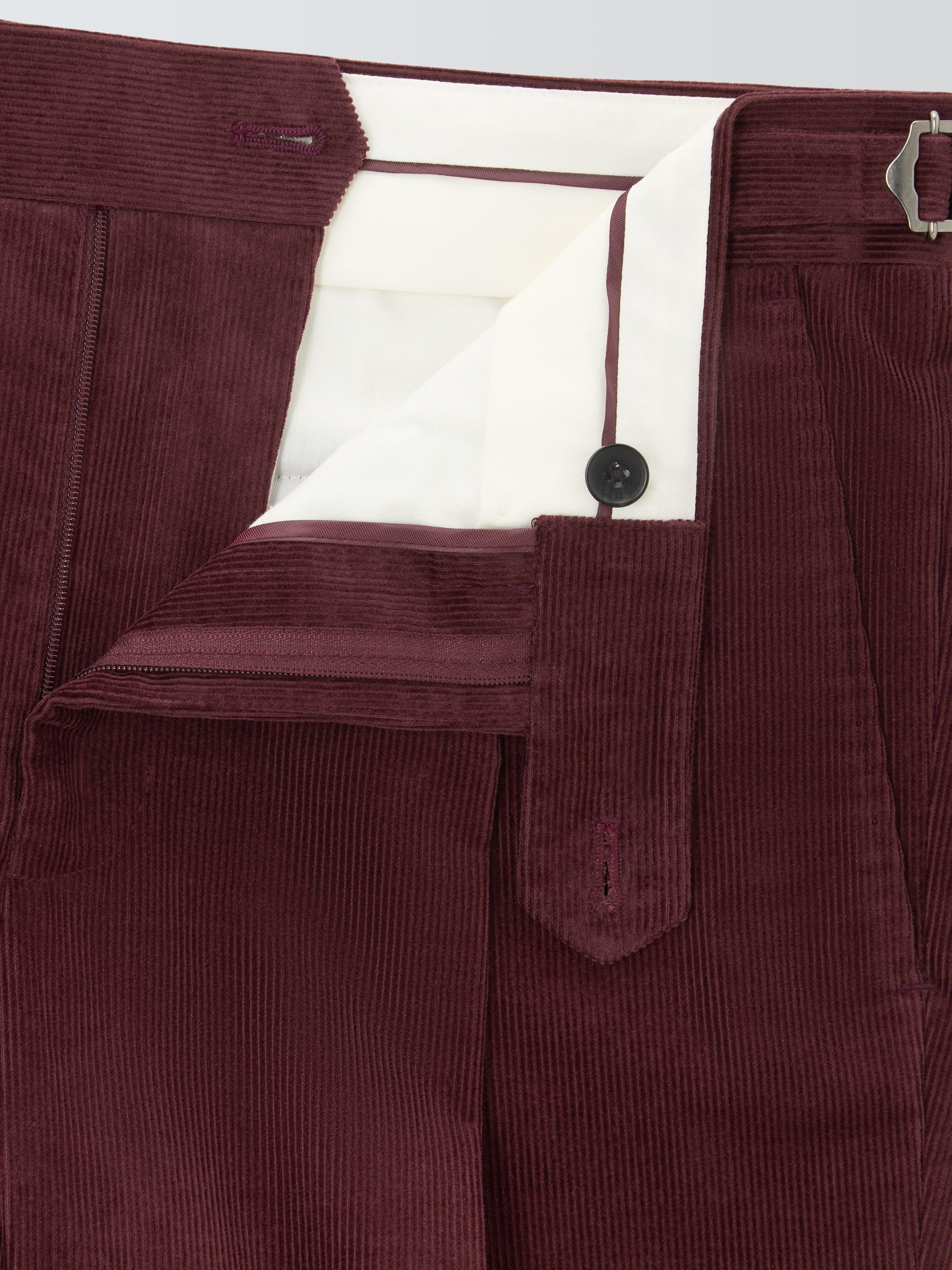 Product image 7 of 7, which shows John Lewis Tailored Corduroy Trousers, Burgundy, 32R