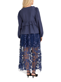 A-VIEW Charlotte Ruffle Blouse, Navy - view 2, Navy