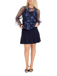 A-VIEW Fuschia Sheer Top, Navy