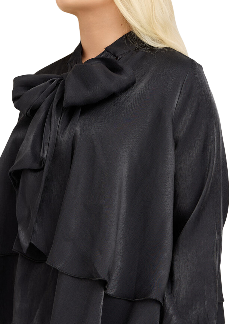 Product image 3 of 5, which shows A-VIEW Vilja Shimmer Tie Neck Top, Black, 12