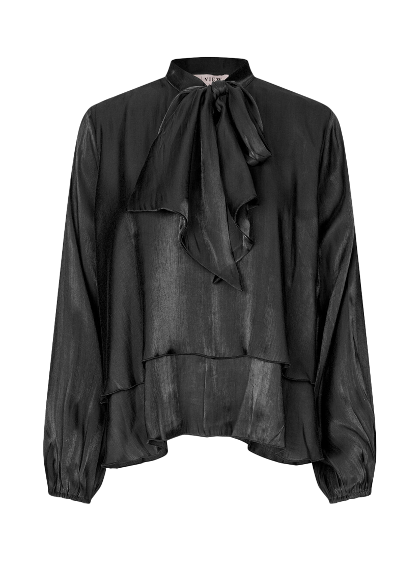 Product image 4 of 5, which shows A-VIEW Vilja Shimmer Tie Neck Top, Black, 12