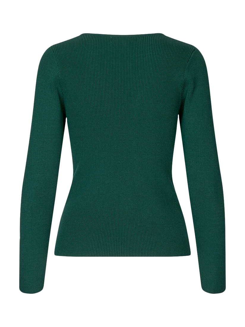Product image 4 of 4, which shows A-VIEW Rib Knit Long Sleeve Top, Dark Green, L
