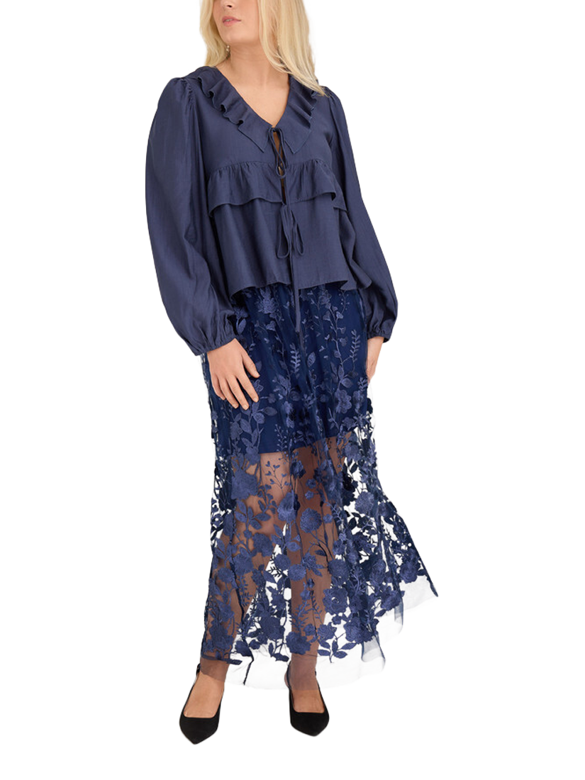 Product image 1 of 5, which shows A-VIEW Fuschia Embroidered Skirt, Navy, 14