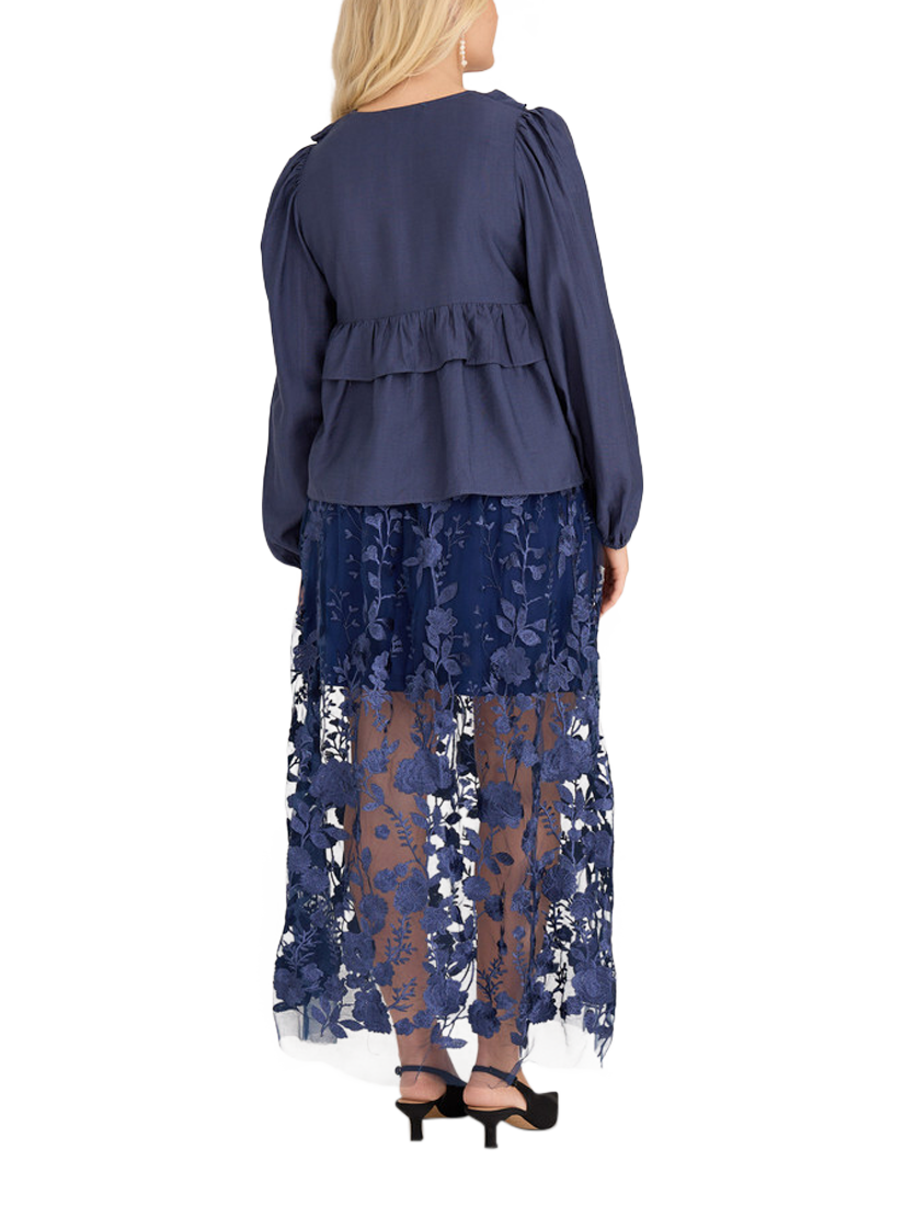 Product image 2 of 5, which shows A-VIEW Fuschia Embroidered Skirt, Navy, 14
