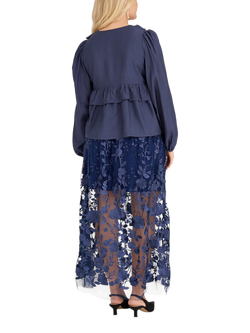 A-VIEW Fuschia Embroidered Skirt, Navy - view 2, Navy