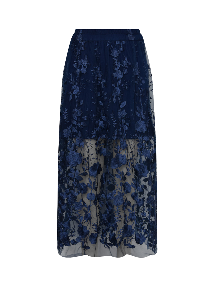 Product image 4 of 5, which shows A-VIEW Fuschia Embroidered Skirt, Navy, 14