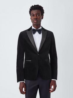 John Lewis Satin Peak Lapel Velvet Dinner Jacket, Black