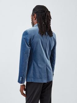 John Lewis Slim Fit Single Breasted Velvet Blazer - view 2, Moonlight Blue