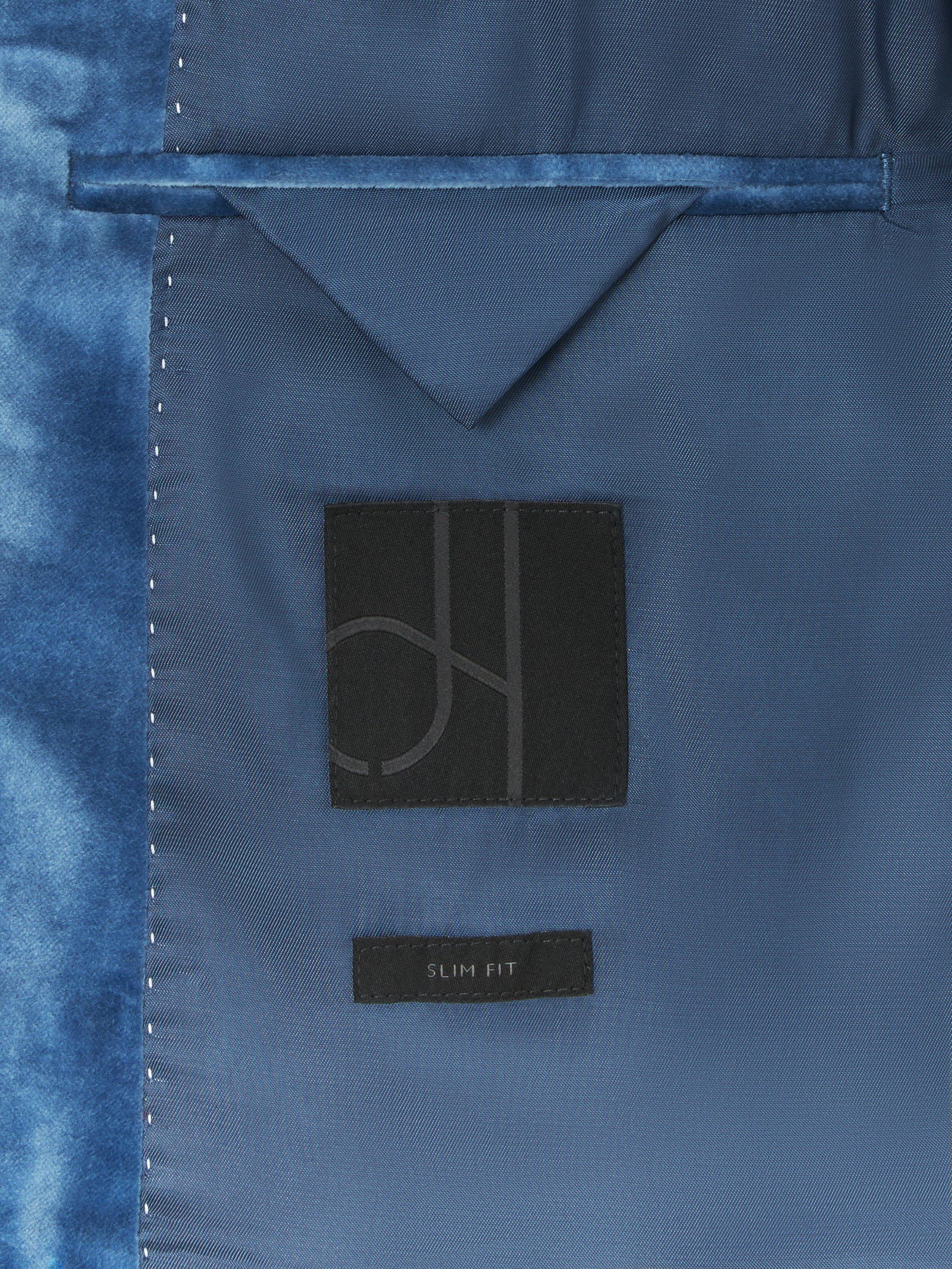 Product image 7 of 7, which shows John Lewis Slim Fit Single Breasted Velvet Blazer, Moonlight Blue, 36R