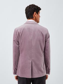 John Lewis Slim Fit Single Breasted Velvet Blazer - view 2, Purple Dove