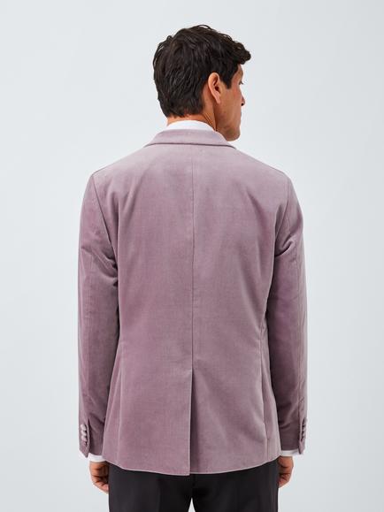 John Lewis Slim Fit Single Breasted Velvet Blazer - view 2, Purple Dove