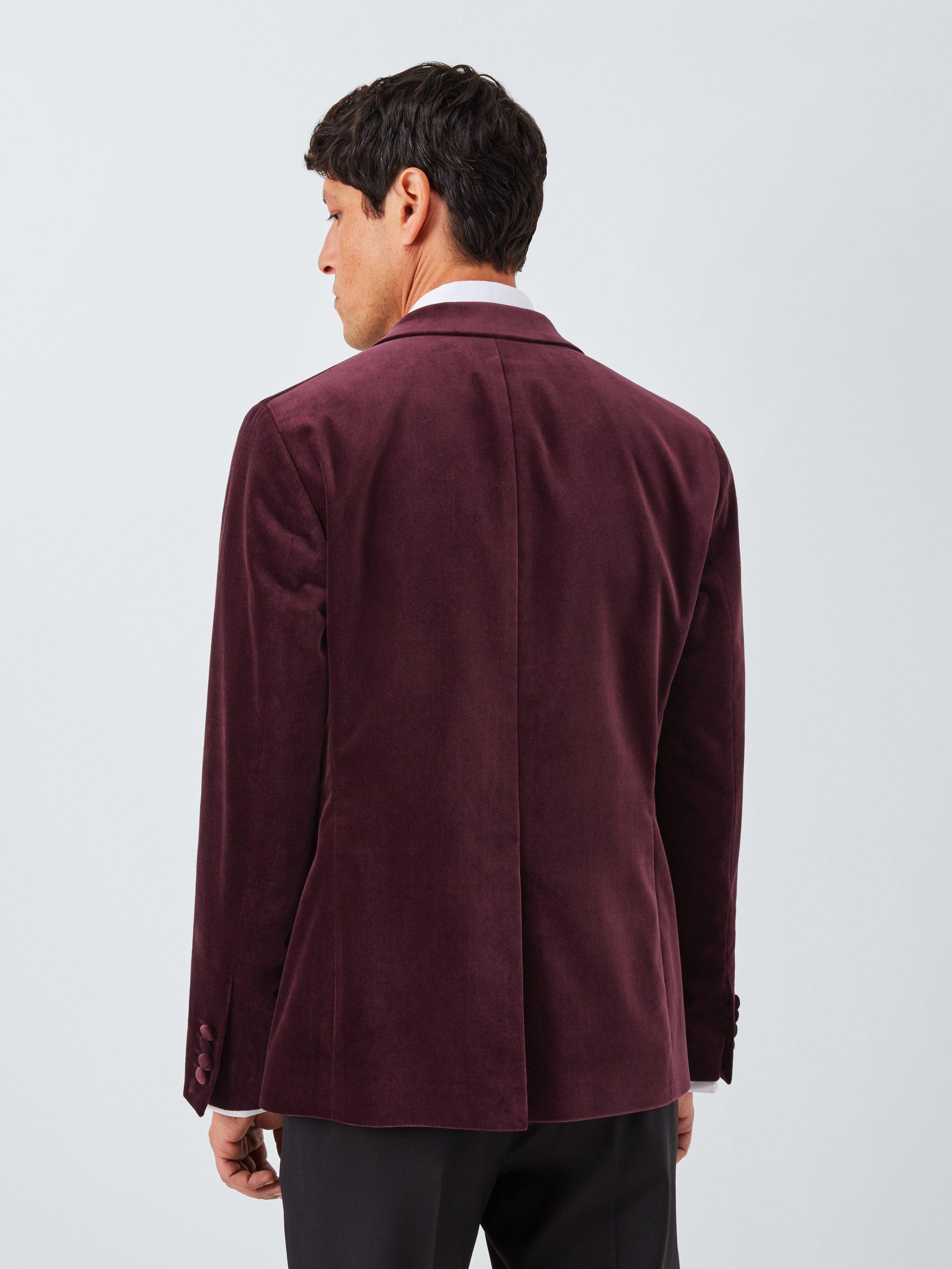 Product image 2 of 7, which shows John Lewis Slim Fit Single Breasted Velvet Blazer, Grape, 36R