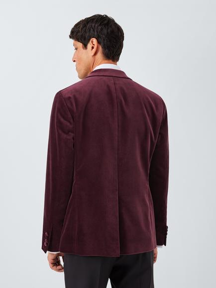 John Lewis Slim Fit Single Breasted Velvet Blazer - view 2, Grape