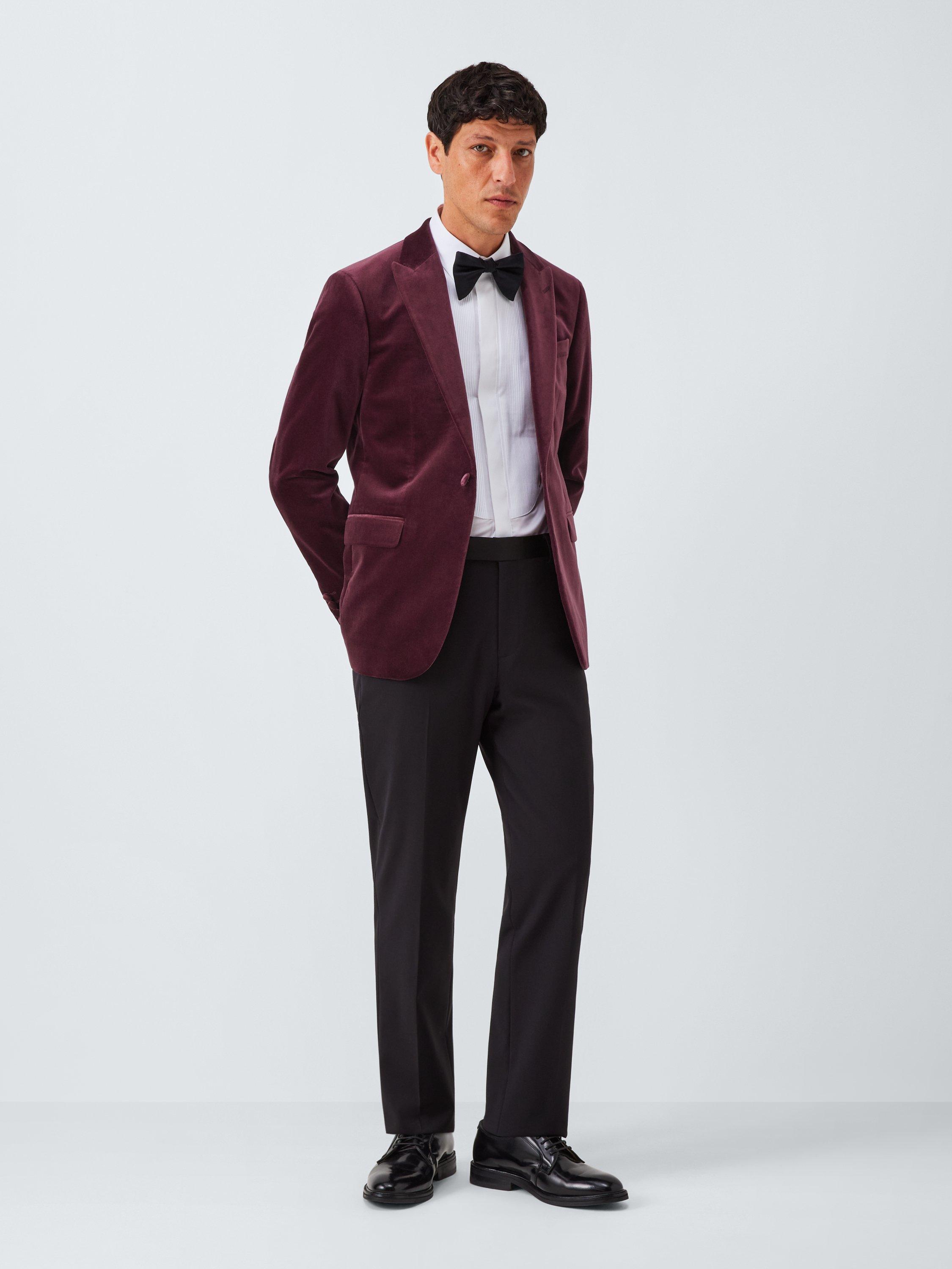 Product image 3 of 7, which shows John Lewis Slim Fit Single Breasted Velvet Blazer, Grape, 36R