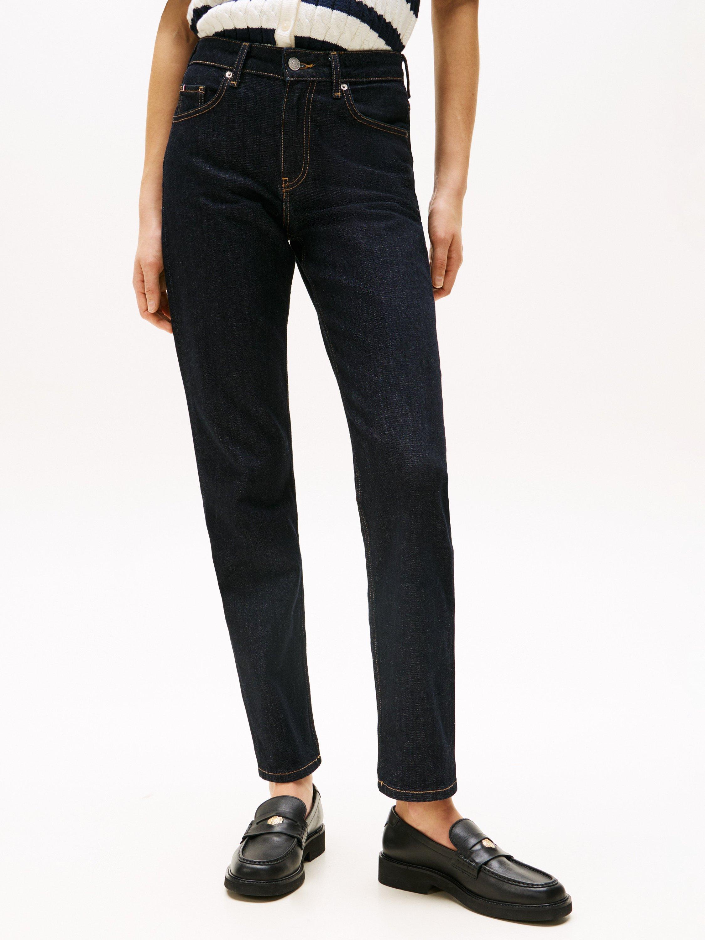 Product image 1 of 5, which shows Tommy Hilfiger Classic Straight Cut Jeans, Dark Blue, W26/L28