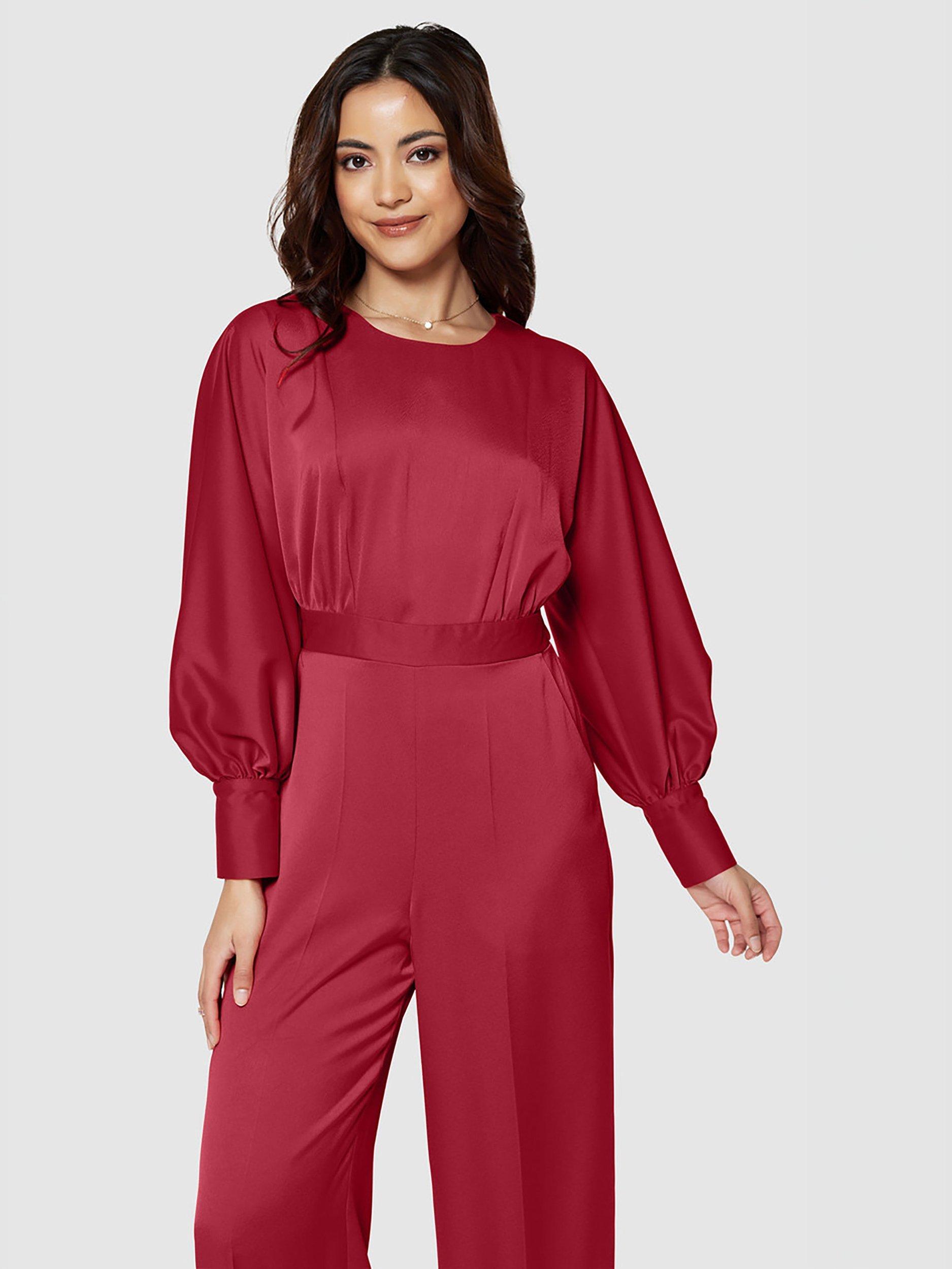 Product image 4 of 4, which shows Closet London Tailored Wide Leg Trousers, Red, 16