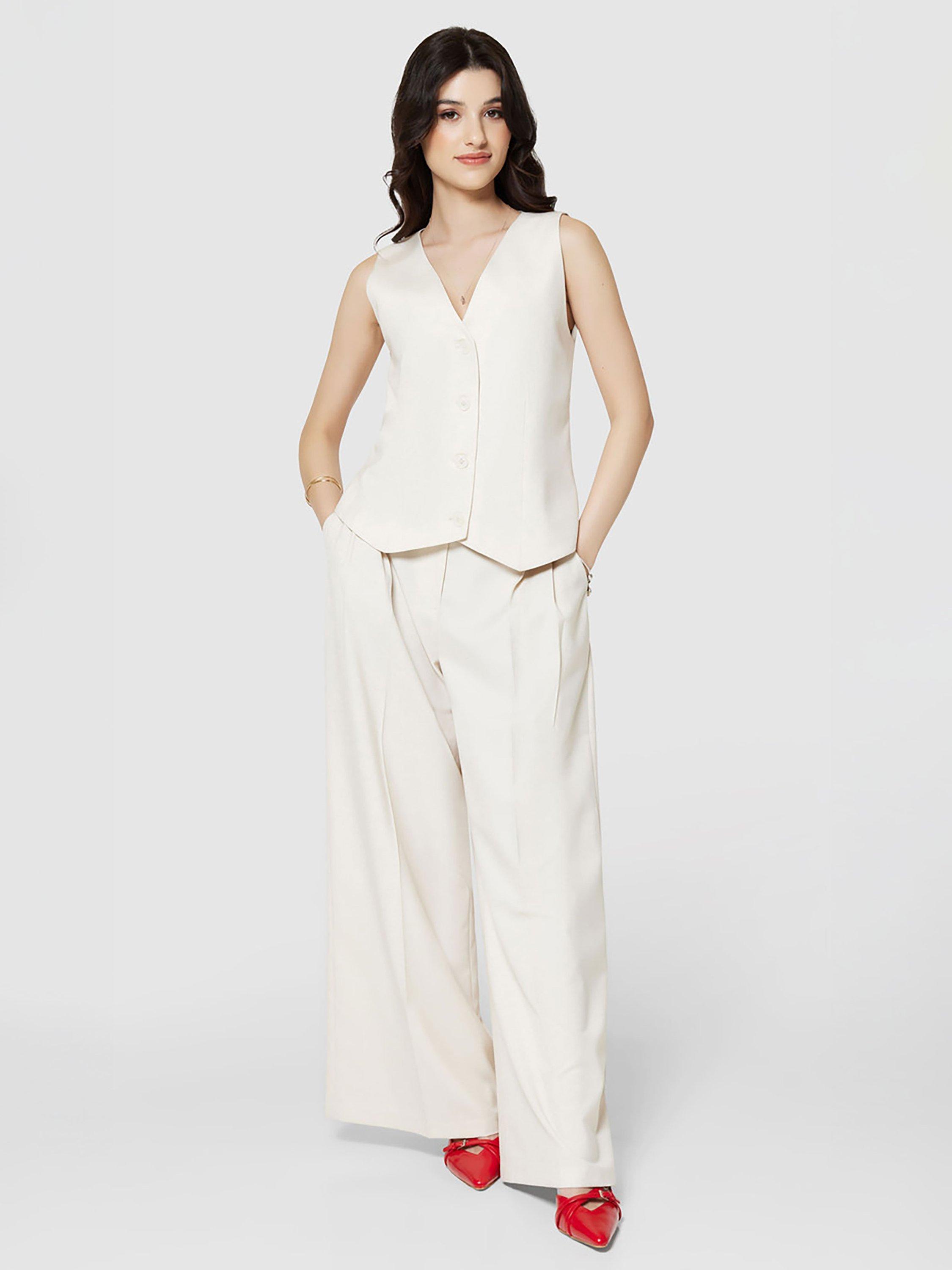 Closet London Tailored Wide Leg Trousers, Beige