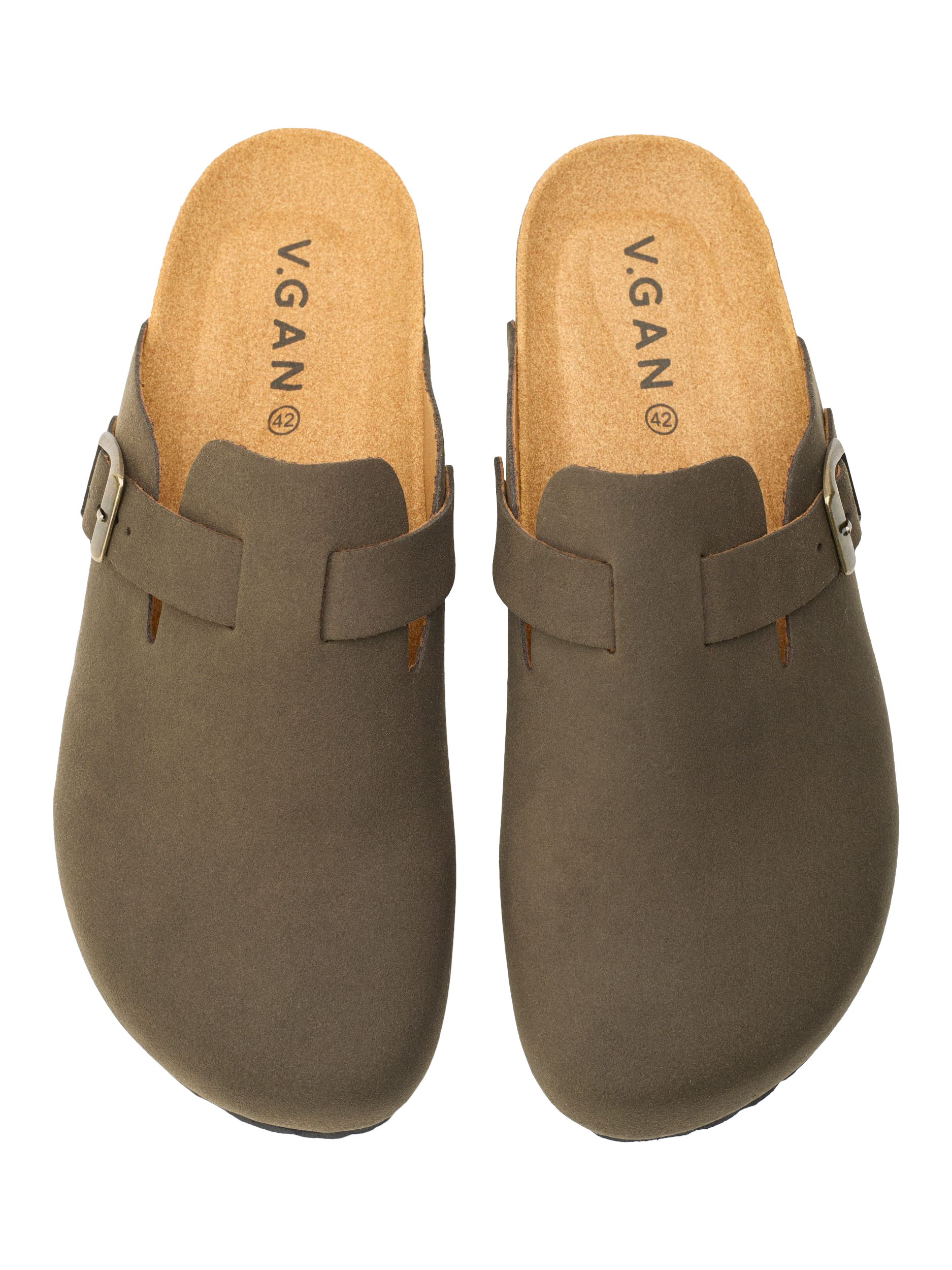 Product image 2 of 3, which shows V.GAN Vegan Taro Footbed Mules, Olive, 6