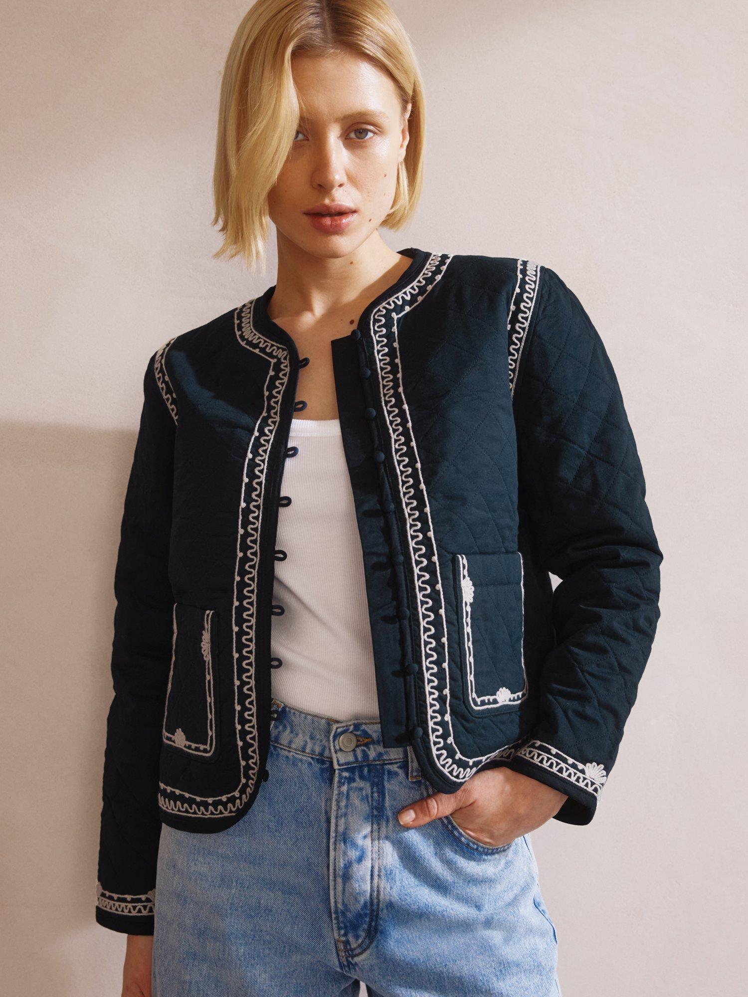 Albaray Embroidered Trim Jacket, Navy