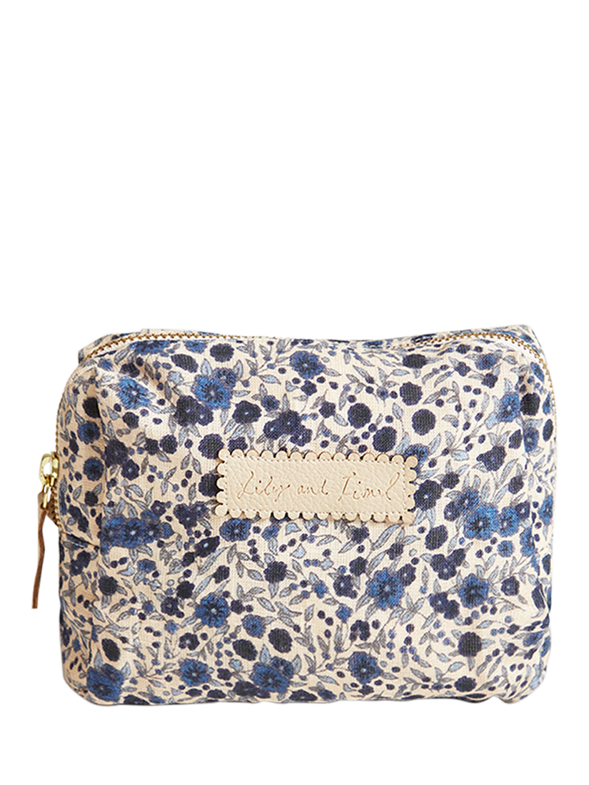 Product image 1 of 1, which shows Lily and Lionel Maya Floral Wash Bag, Blue