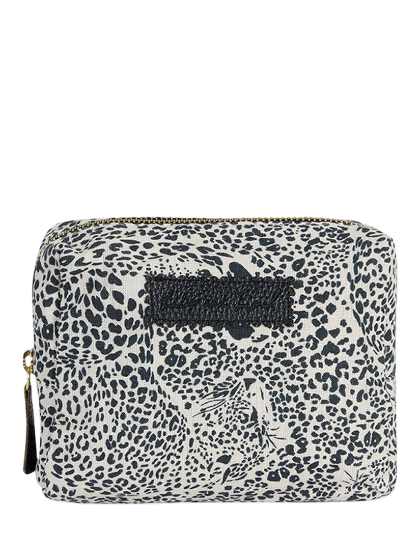 Product image 1 of 1, which shows Lily and Lionel Maya Leopard Wash Bag, Cream