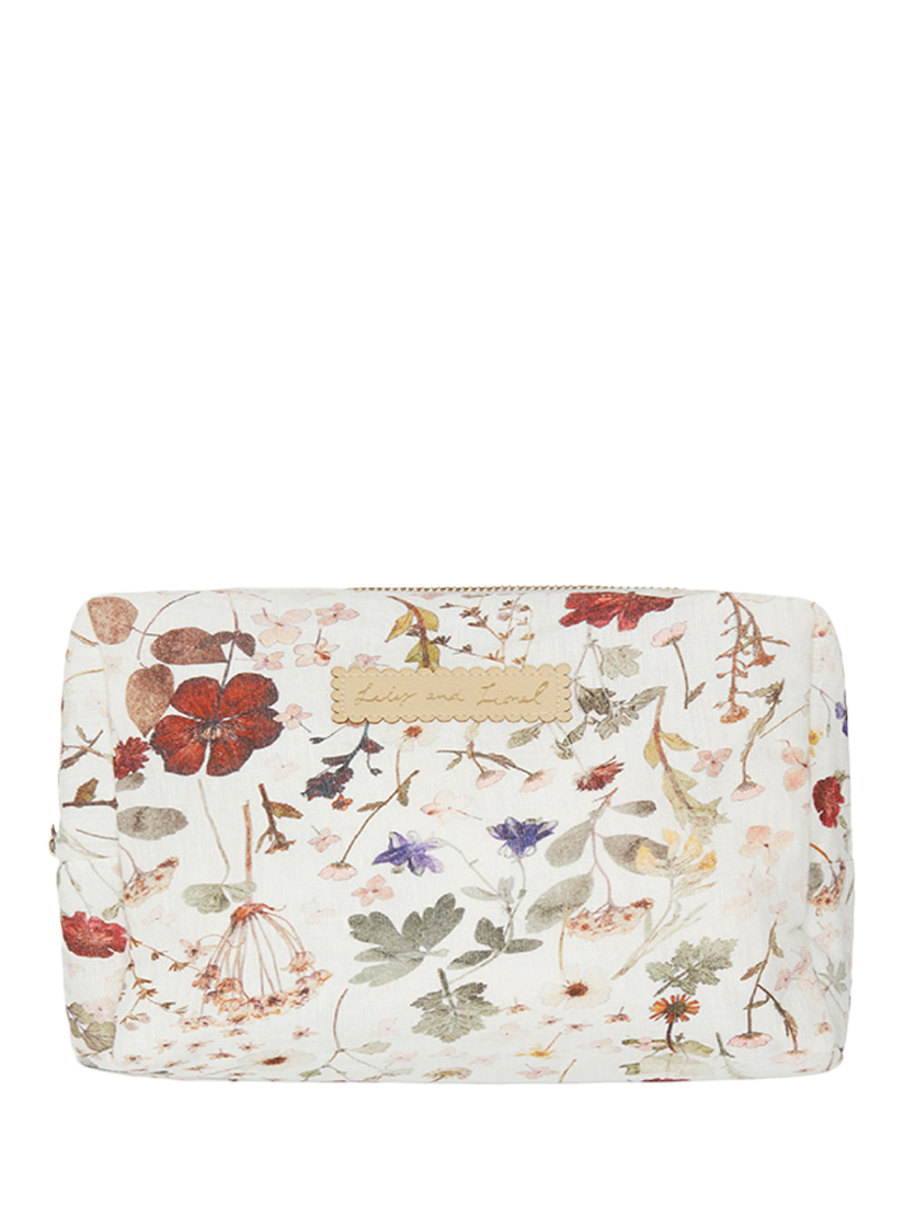Product image 1 of 1, which shows Lily and Lionel Maya Pressed Floral Wash Bag, Cream