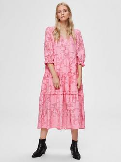 Selected Sadie Floral Textured Dress, Pink - view 2, Pink
