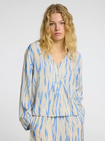 Selected Baela Abstract V-Neck Blouse containing LENZING™ ECOVERO™ Viscose - view 2, Birch