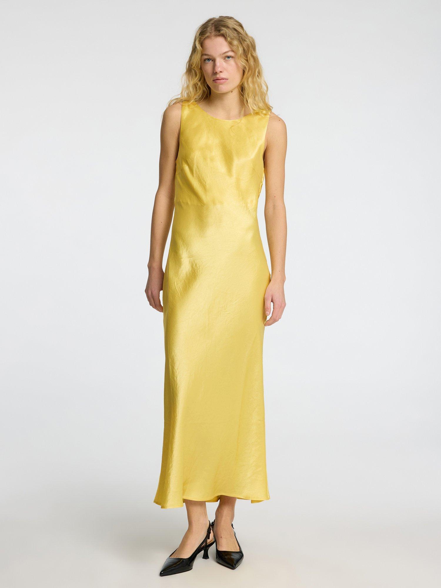 Product image 1 of 6, which shows Selected Selene Satin Cowl Back Maxi Slip Dress, Sundress, 36