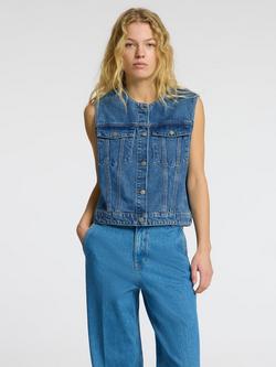 Selected Rie Denim Vest Top, Blue, Blue