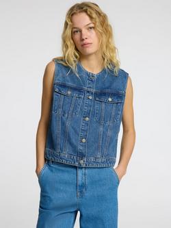 Selected Rie Denim Vest Top, Blue - view 2, Blue