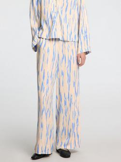 Selected Baela Abstract Elasticated Waist Wide Leg Trousers containing LENZING™ ECOVERO™ Viscose, Birch