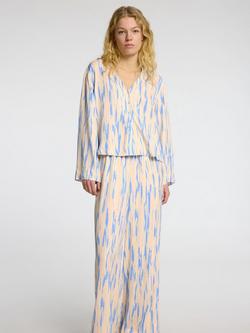 Selected Baela Abstract Elasticated Waist Wide Leg Trousers containing LENZING™ ECOVERO™ Viscose - view 2, Birch