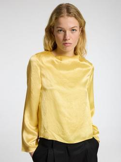 Selected Selene Drape Top, Yellow - view 2, Yellow