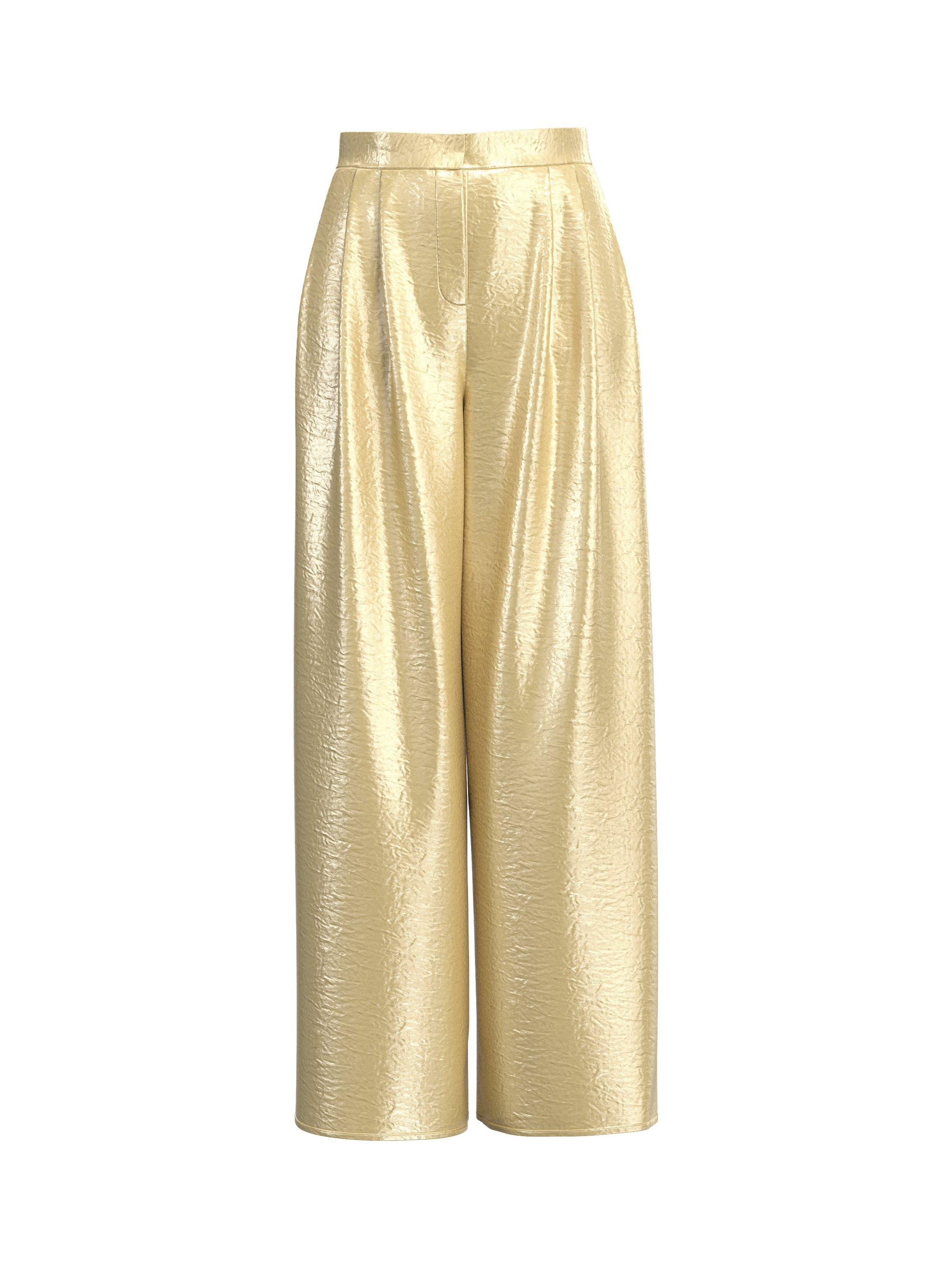 Product image 1 of 1, which shows Selected Selene Metallic High Waisted Wide Leg Trousers, Sundress, 36