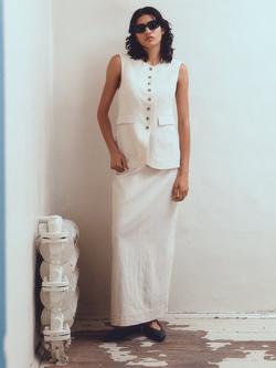 Selected Iluna Linen Rich Maxi Skirt, Cream, Cream