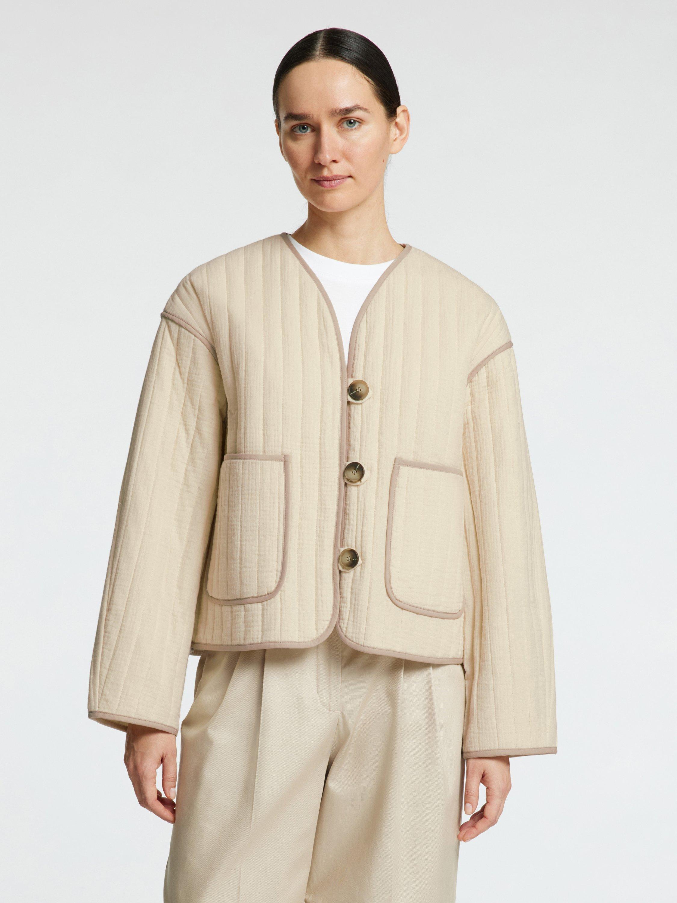 Product image 1 of 1, which shows Selected Linn Contrast Tipped Quilted Jacket, Birch, 40