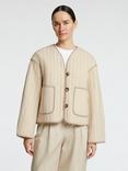 Selected Linn Contrast Tipped Quilted Jacket, Birch