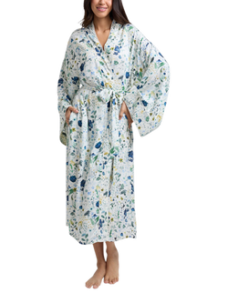 Lily and Lionel Corina Pressed Floral Dressing Gown, Ivory, Ivory